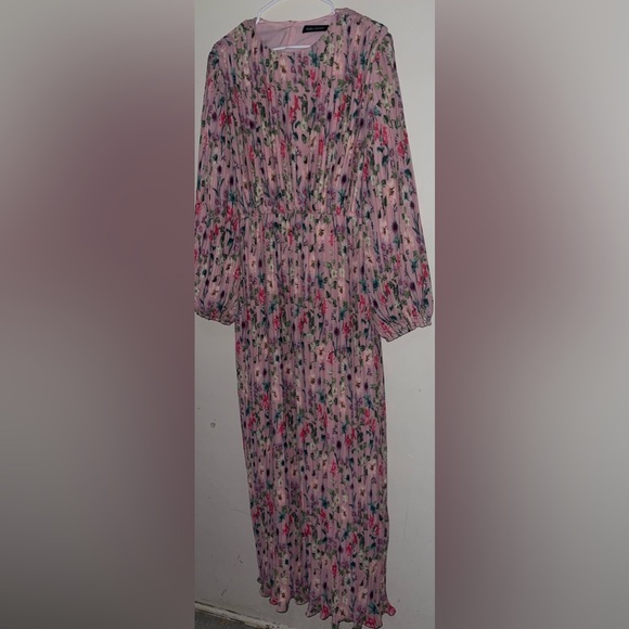 Sara Navon Floral  Pleated  Boho Maxi Dress - Picture 4 of 12